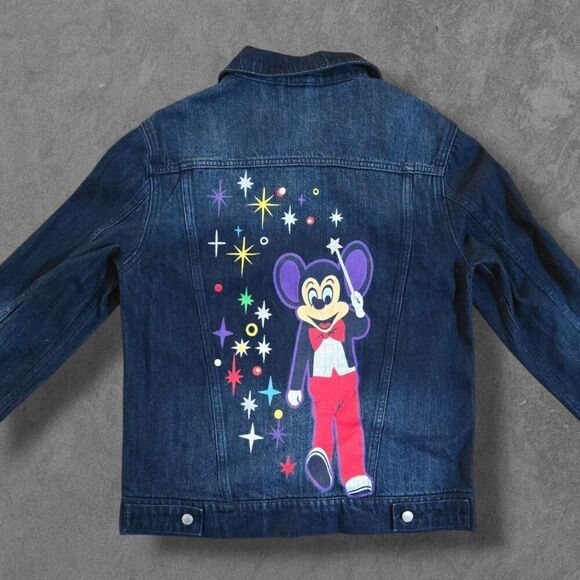 Disney Denim Jacket Adult Small Electrical Parade 50th Anniversary Mickey Mouse - Picture 3 of 8